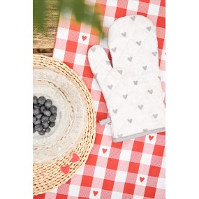 2LVT44G Oven Mitt 18x30 cm Beige Grey Cotton Hearts