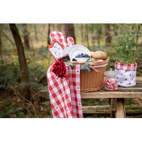 2LVT65 Table Runner 50x160 cm Red White Cotton Hearts Diamonds