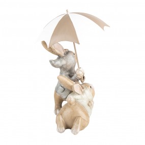 26PR5248 Decorative Figurine Rabbits 19x16x23 cm Beige Plastic