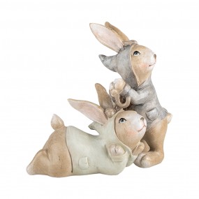 26PR5248 Decorative Figurine Rabbits 19x16x23 cm Beige Plastic