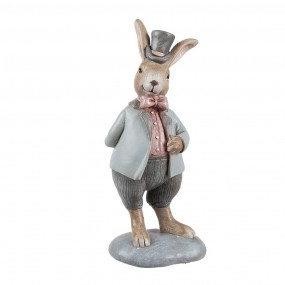 26PR5256 Figurine décorative Lapin 19 cm Beige Bleu Plastique