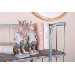 26PR5256 Figurine décorative Lapin 19 cm Beige Bleu Plastique