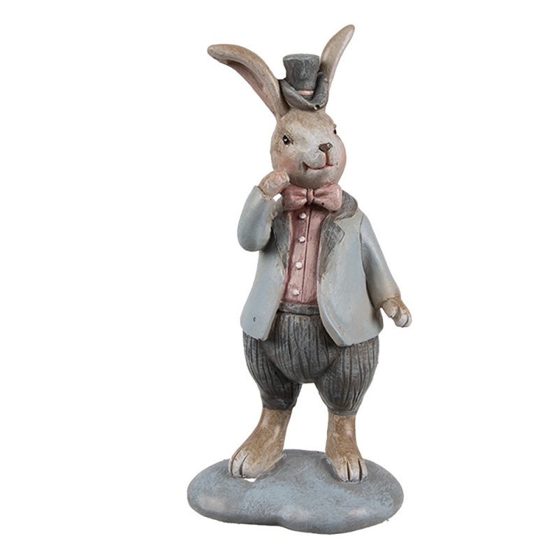 6PR5258 Decorative Figurine Rabbit 13 cm Beige Blue Plastic