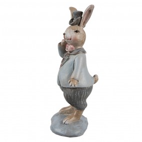 26PR5258 Figurine décorative Lapin 13 cm Beige Bleu Plastique