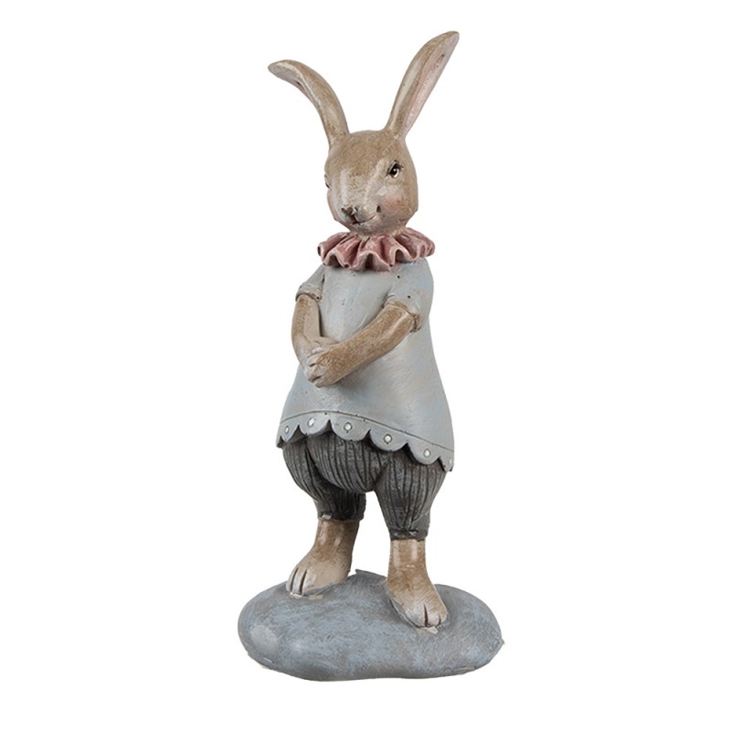 6PR5259 Figurine décorative Lapin 13 cm Beige Bleu Plastique