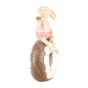 26PR5261 Figurine décorative Lapin 17 cm Beige Rose Plastique