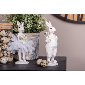 26PR5241 Figurine décorative Lapin 17 cm Blanc Plastique