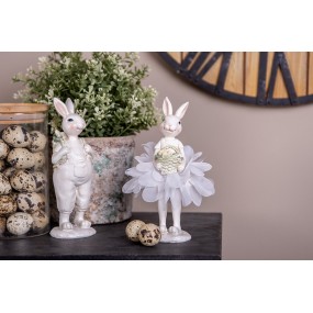 26PR5242 Figurine décorative Lapin 17 cm Blanc Plastique