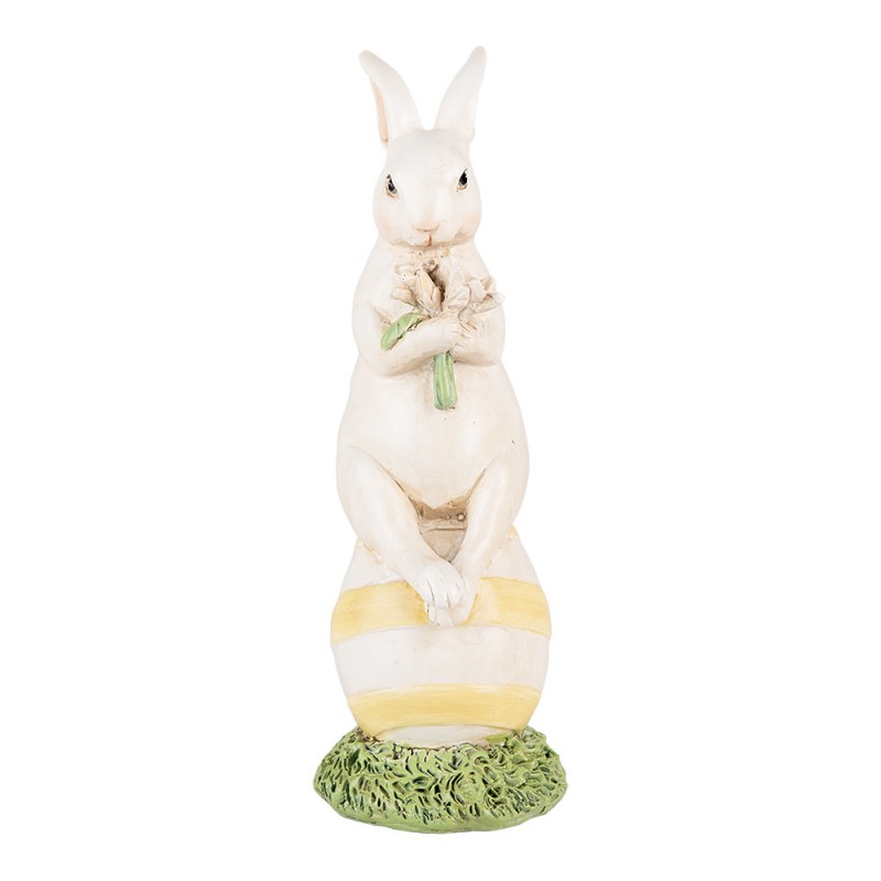 6PR5243 Figurine décorative Lapin 19 cm Blanc Plastique