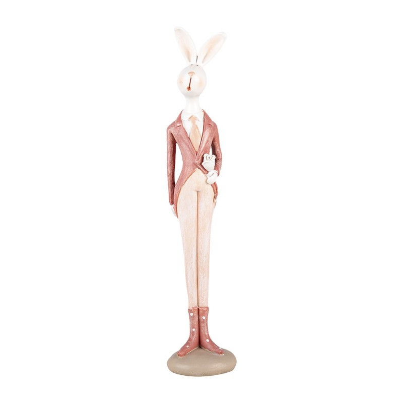 6PR5244 Figurine décorative Lapin 22 cm Blanc Rose Plastique