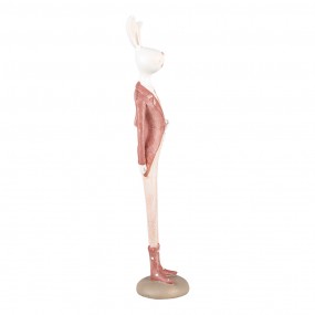 26PR5244 Dekorationsfigur Kaninchen 22 cm Weiß Rosa Kunststoff