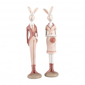 26PR5244 Figurine décorative Lapin 22 cm Blanc Rose Plastique