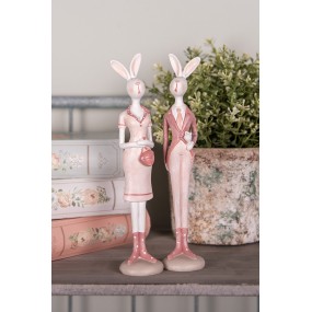 26PR5244 Figurine décorative Lapin 22 cm Blanc Rose Plastique