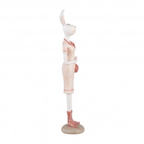 26PR5245 Figurine décorative Lapin 22 cm Blanc Rose Plastique