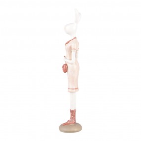 26PR5245 Dekorationsfigur Kaninchen 22 cm Weiß Rosa Kunststoff