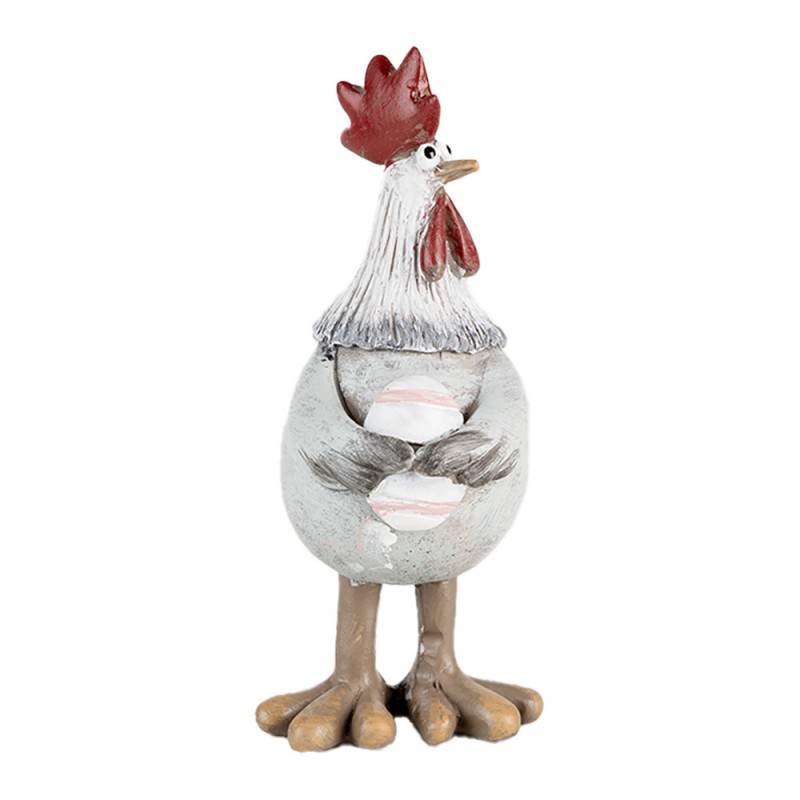 6PR5271 Decorative Figurine Chicken 4x6x9 cm Grey Plastic