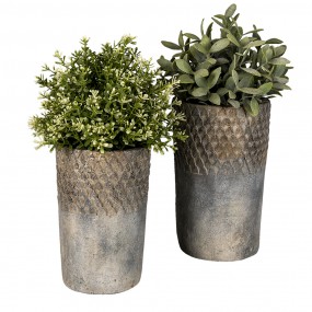 26TE0366 Bloempot  Ø 24x39 cm Grijs Steen Rond Bloempot binnen