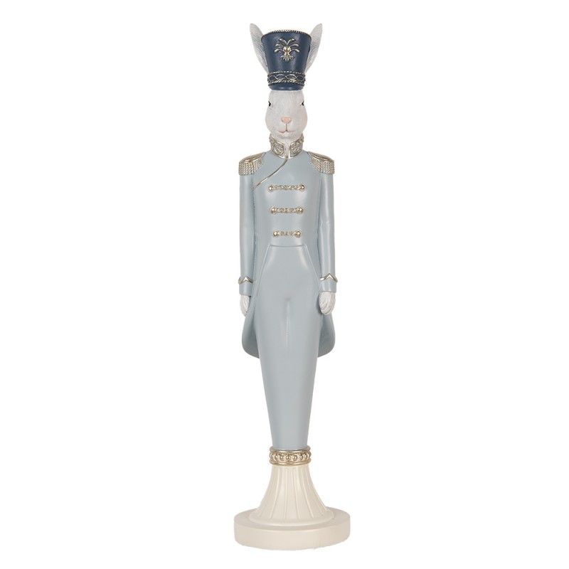 6PR5118 Statuetta decorativa Coniglio 45 cm Bianco Blu  Plastica