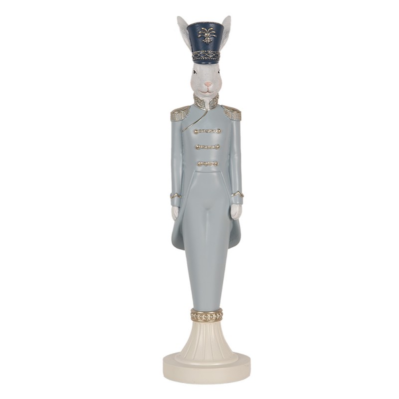 6PR5119 Statuetta decorativa Coniglio 35 cm Bianco Blu  Plastica