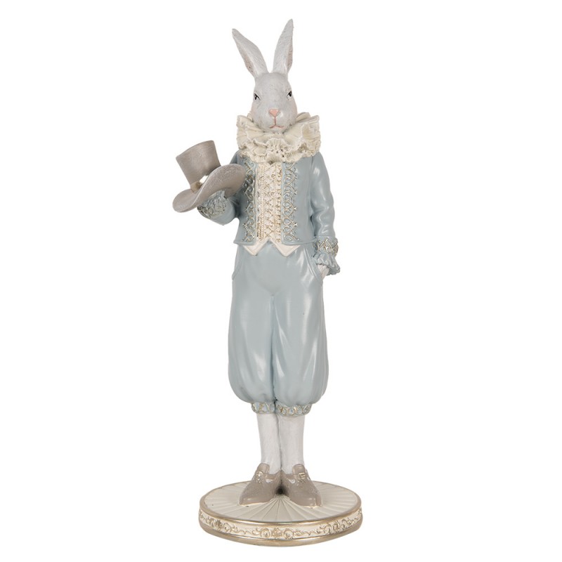 6PR5121 Figurine décorative Lapin 31 cm Blanc Bleu Plastique