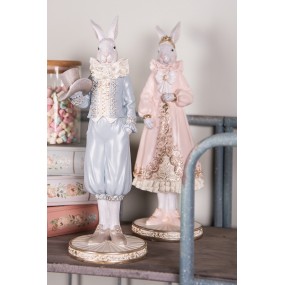 26PR5121 Decorative Figurine Rabbit 31 cm White Blue Plastic