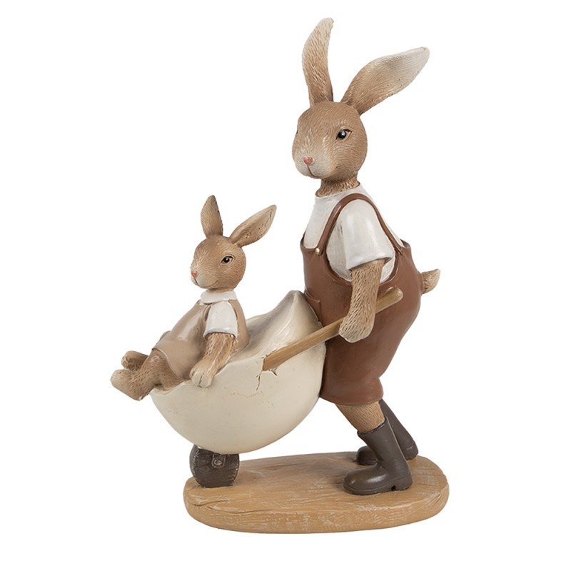 6PR5126 Decorative Figurine Rabbits 15x7x21 cm Brown Beige Plastic