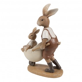 26PR5126 Decorative Figurine Rabbits 15x7x21 cm Brown Beige Plastic