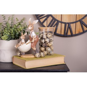 26PR5126 Statuetta decorativa Conigli 15x7x21 cm Marrone Beige Plastica