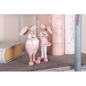 26PR5246 Dekorationsfigur Kaninchen 11 cm Beige Rosa Kunststoff