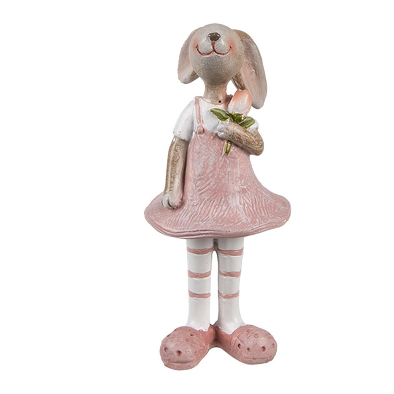 6PR5247 Figurine décorative Lapin 11 cm Beige Rose Plastique