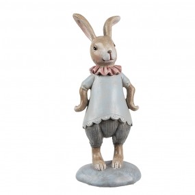 26PR5257 Figurine décorative Lapin 19 cm Beige Bleu Plastique