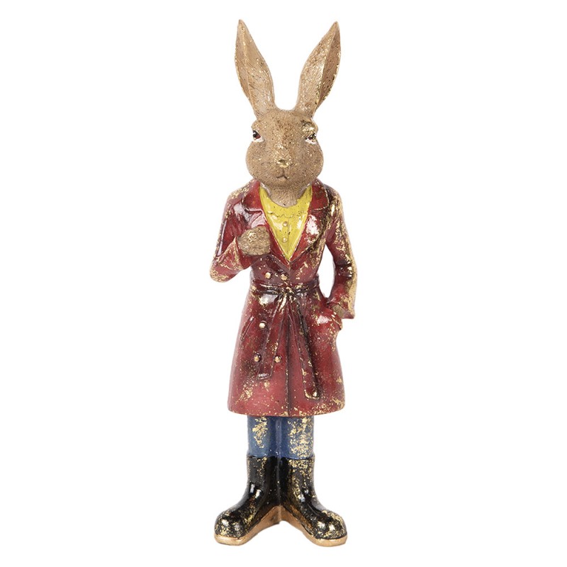 6PR5487 Figurine décorative Lapin 25 cm Marron Rouge Plastique