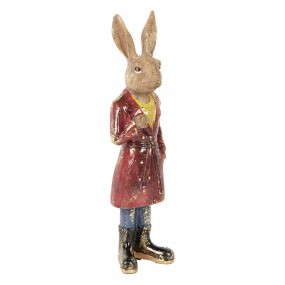 26PR5487 Figurine décorative Lapin 25 cm Marron Rouge Plastique