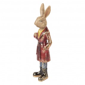 26PR5487 Figurine décorative Lapin 25 cm Marron Rouge Plastique