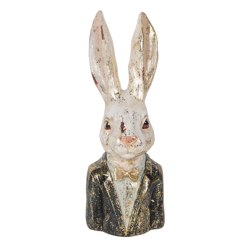 6PR5488 Figurine décorative Lapin 32 cm Blanc Vert Plastique