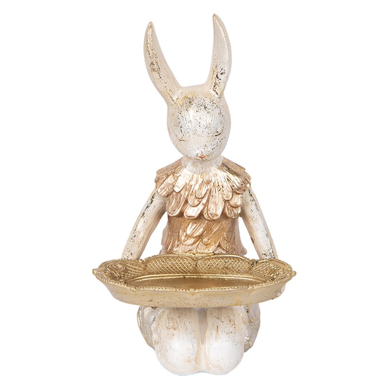 6PR5500 Figurine décorative Lapin 26 cm Beige Couleur or Plastique