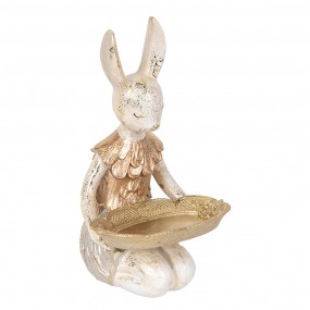 26PR5500 Figurine décorative Lapin 26 cm Beige Couleur or Plastique