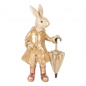 26PR5501 Decorative Figurine Rabbit 20x12x33 cm Beige Gold colored Plastic