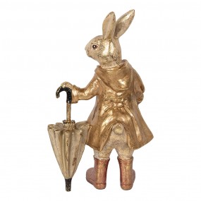 26PR5501 Decorative Figurine Rabbit 20x12x33 cm Beige Gold colored Plastic