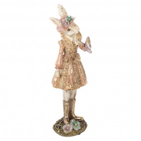 26PR5507 Dekorationsfigur Kaninchen 26 cm Beige Goldfarbig Kunststoff