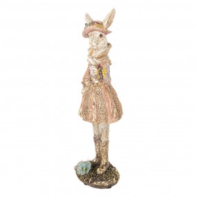 26PR5507 Dekorationsfigur Kaninchen 26 cm Beige Goldfarbig Kunststoff