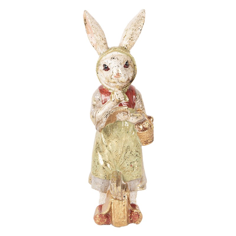 6PR5508 Figurine décorative Lapin 7x6x21 cm Beige Vert Plastique