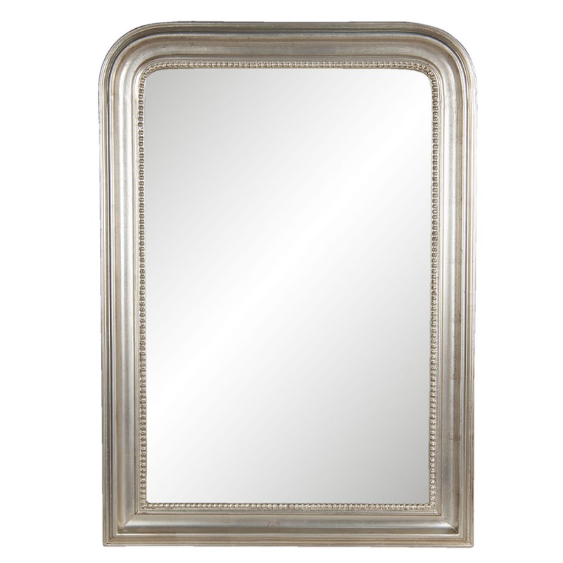 52S217 Spiegel 76x106 cm Silberfarbig Holz Rechteck Großer Spiegel