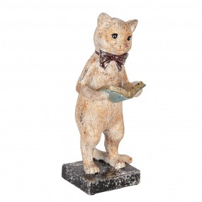 26PR5078 Figurine décorative Chat 27 cm Beige Couleur or Plastique