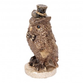 26PR5081 Decoratie Beeld Uil 14 cm Bruin Kunststof