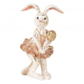 26PR5094 Figurine décorative Lapin 14 cm Beige Couleur or Plastique