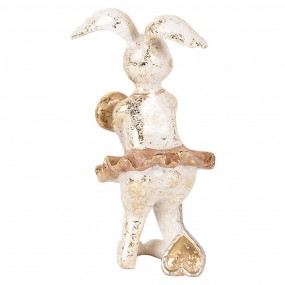 26PR5094 Dekorationsfigur Kaninchen 14 cm Beige Goldfarbig Kunststoff