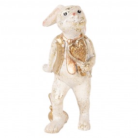 26PR5095 Figurine décorative Lapin 13 cm Beige Couleur or Plastique Coeur