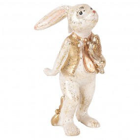 26PR5095 Figurine décorative Lapin 13 cm Beige Couleur or Plastique Coeur