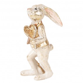 26PR5095 Figurine décorative Lapin 13 cm Beige Couleur or Plastique Coeur